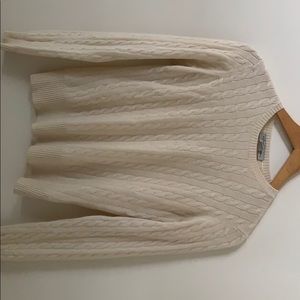 White cable cashmere sweater